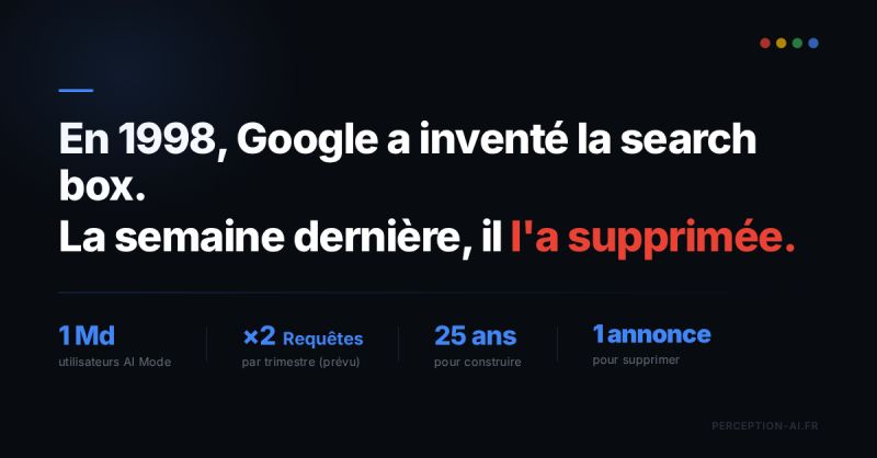 Visuel : Google supprime sa search box au profit d'une interface agentique